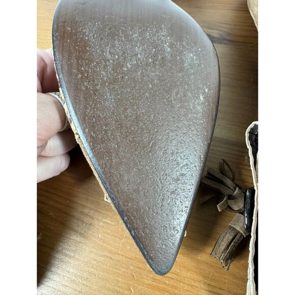 Lodi Made in Spain Suede Snakeskin Effect Tassles Heels Ladies Sz 37.5 US 7 - Picture 6 of 10